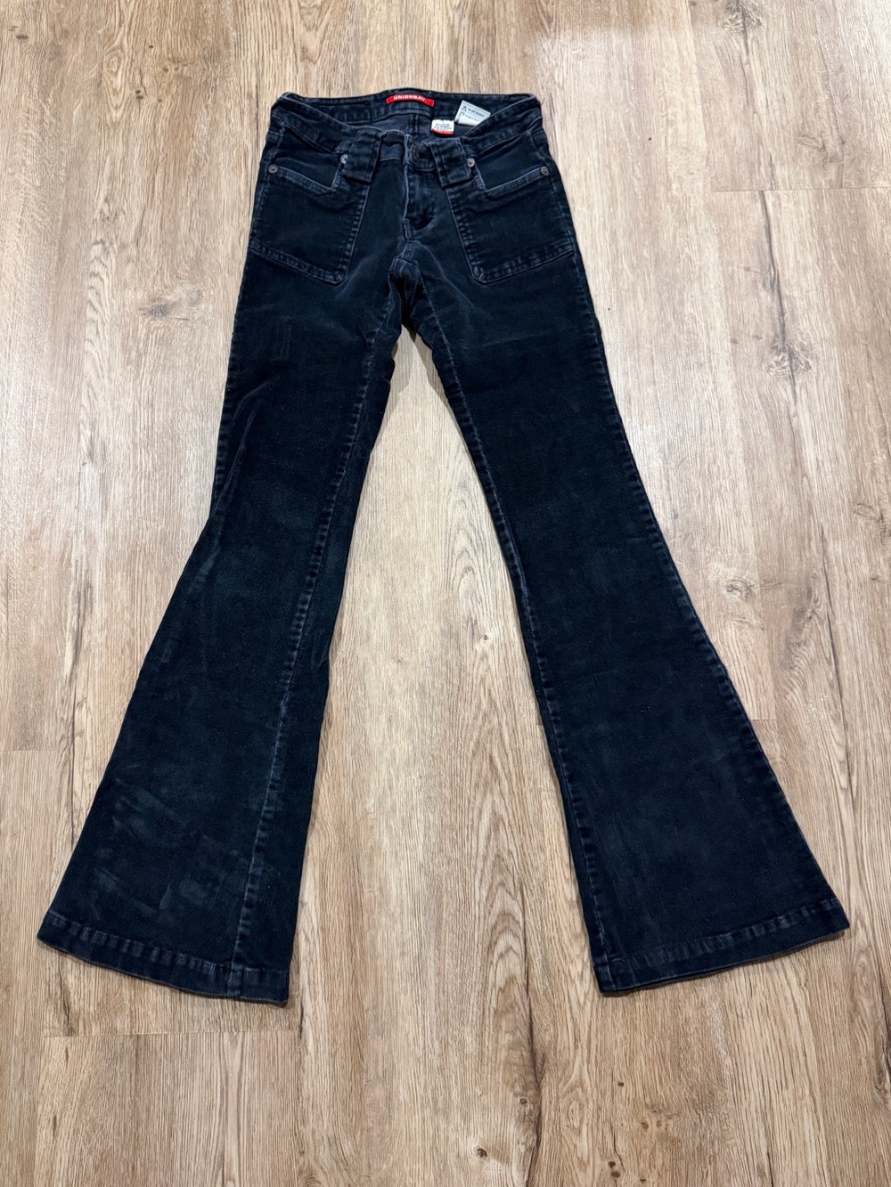Vintage UNIONBAY Black Corduroy Flare Pants Y2K Stretch Size 0